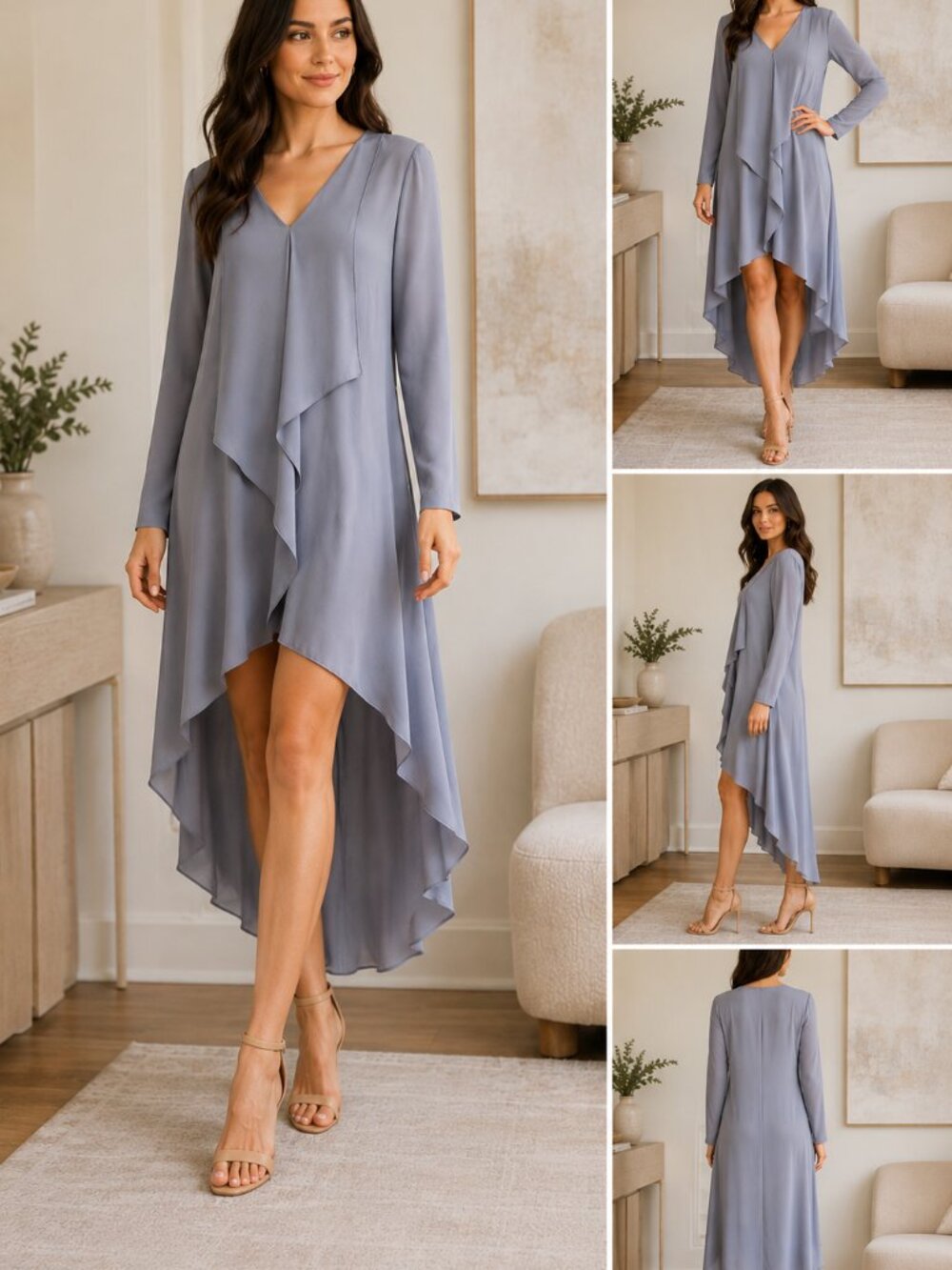 NWT BCBG MaxAzria Asymmetrical Draped High Low Dress Women’s Medium M Blue